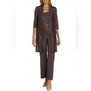 RM Richards Lace 3/4 Sleeve 3-Piece Pants Set